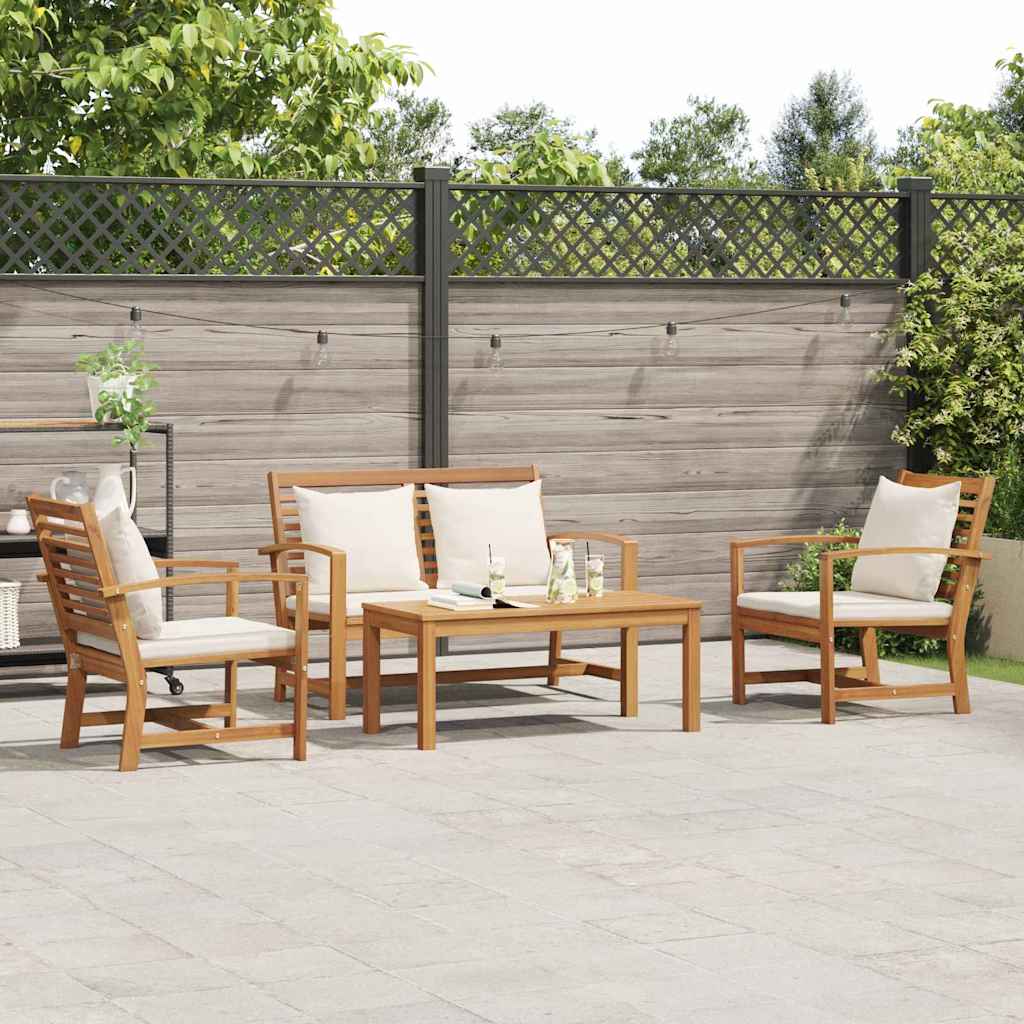 Garten-Sofa-Set Natur Teak-Massivholz
